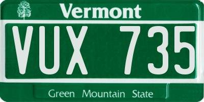 VT license plate VUX735