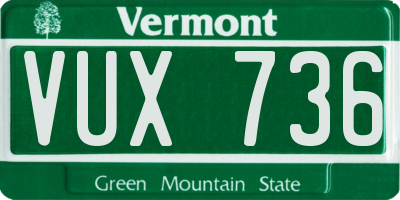 VT license plate VUX736
