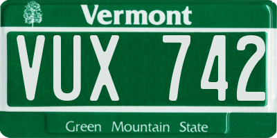 VT license plate VUX742