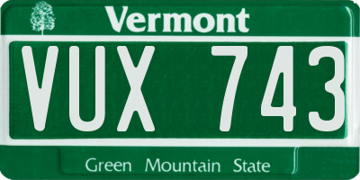 VT license plate VUX743