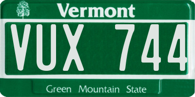 VT license plate VUX744