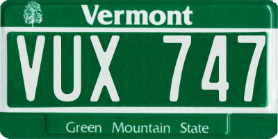 VT license plate VUX747