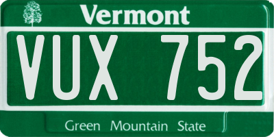 VT license plate VUX752