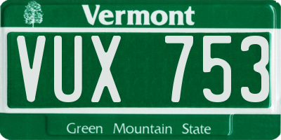 VT license plate VUX753