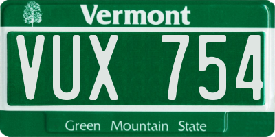 VT license plate VUX754