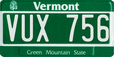 VT license plate VUX756