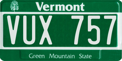 VT license plate VUX757