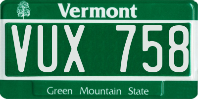 VT license plate VUX758