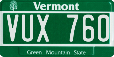 VT license plate VUX760