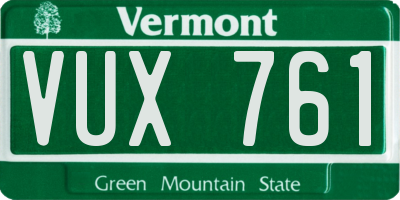 VT license plate VUX761