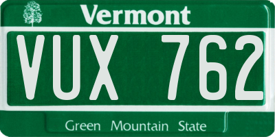 VT license plate VUX762