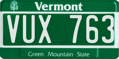 VT license plate VUX763