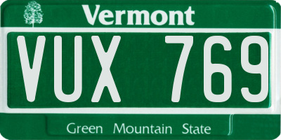 VT license plate VUX769