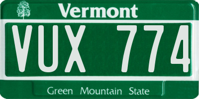 VT license plate VUX774