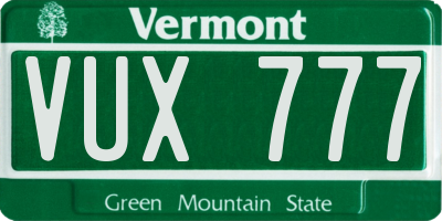 VT license plate VUX777