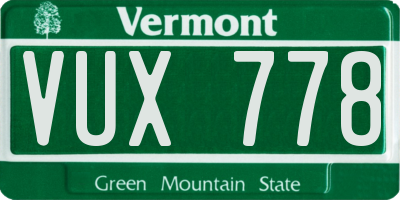 VT license plate VUX778