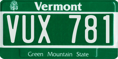 VT license plate VUX781