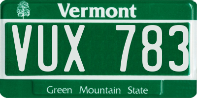VT license plate VUX783