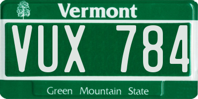 VT license plate VUX784