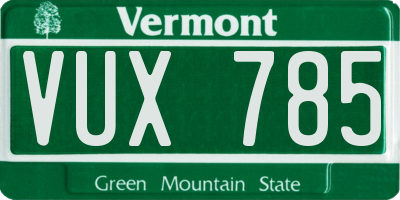 VT license plate VUX785