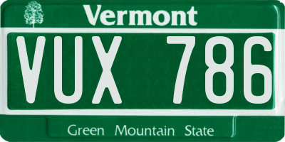 VT license plate VUX786