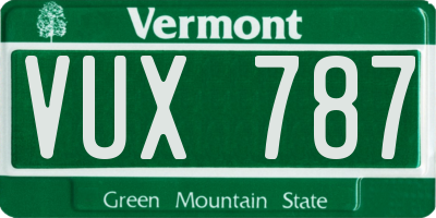 VT license plate VUX787