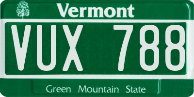 VT license plate VUX788