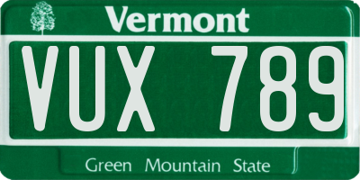 VT license plate VUX789