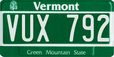 VT license plate VUX792