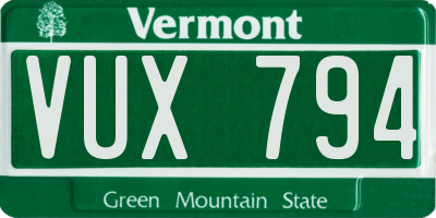 VT license plate VUX794