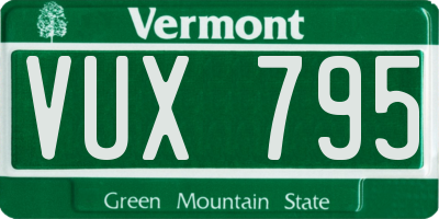 VT license plate VUX795