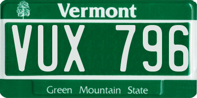 VT license plate VUX796