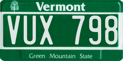 VT license plate VUX798
