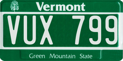 VT license plate VUX799