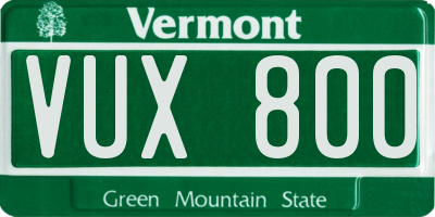 VT license plate VUX800