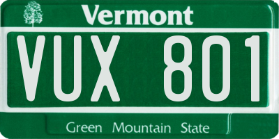VT license plate VUX801