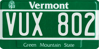 VT license plate VUX802