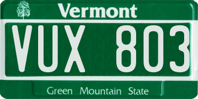 VT license plate VUX803
