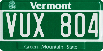 VT license plate VUX804