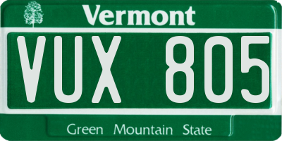 VT license plate VUX805