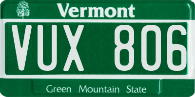 VT license plate VUX806