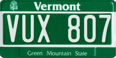 VT license plate VUX807