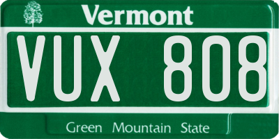 VT license plate VUX808