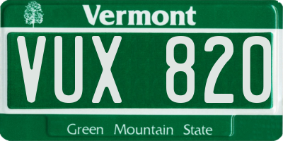 VT license plate VUX820