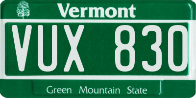 VT license plate VUX830