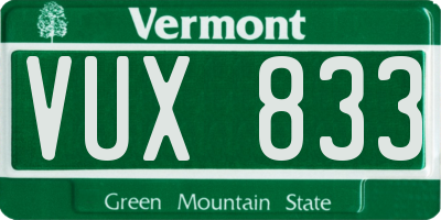 VT license plate VUX833