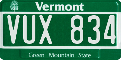 VT license plate VUX834