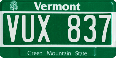 VT license plate VUX837
