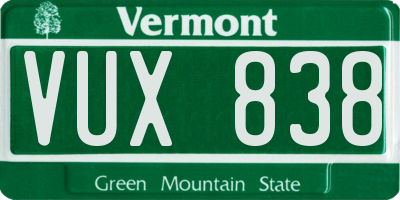 VT license plate VUX838