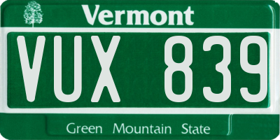 VT license plate VUX839